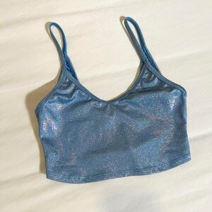 J. Valentine holographic blue sparkly crop top